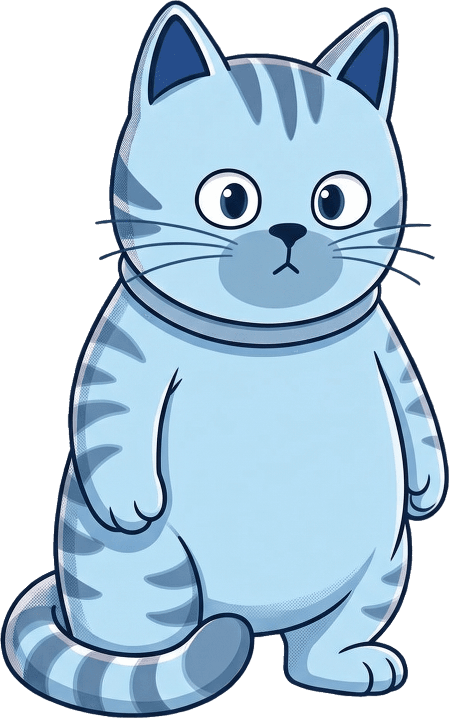 The Vetric mascot cat standing and looking curious